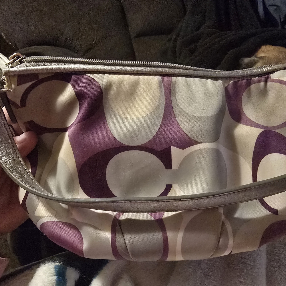 Stylish Coach Purple and Cream Women's Bag